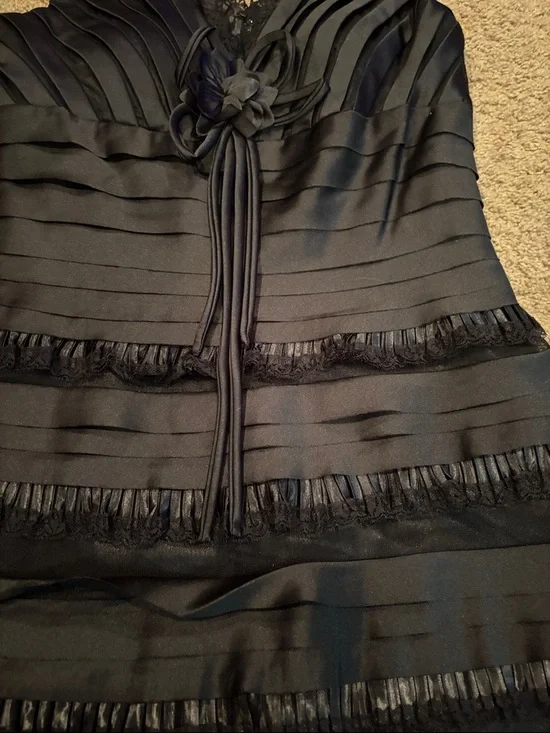 May Queen Black Sleeveless Fringe Tiered Mini Dress - Picture 2 of 4